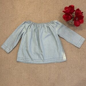 🌹 Vintage GAP • Light Blue Jean Off-Shoulder Top with Pink Scarf